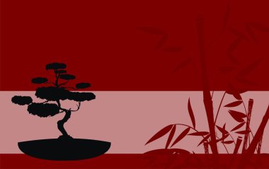 Bonzai Japonya bambu arka plan asian vektör formatında düzenlemek çok kolay 