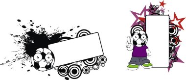 Komik futbol kafa çocuk çizgi film futbol futbol oyuncu kopya alanı vektör formatında 