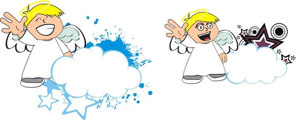 Niedliche Engel Cherub Kind Cartoon Wolke Kopierraum Vektorformat Sehr Einfach — Stockvektor