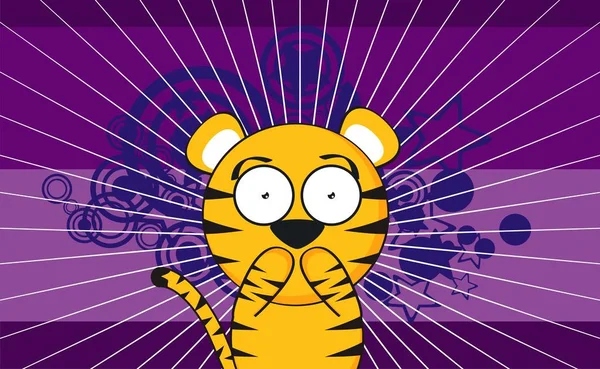 Lustige Junge Tiger Cartoon Ausdruck Hintergrund Vektorformat — Stockvektor