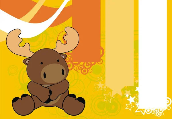 Cute Sitting Baby Moose Cartoon Background Vector Format Very Easy — Stock Vector