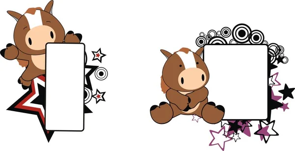 Schattige Baby Paard Cartoon Copyspace Instellen Vector Formaat Zeer Gemakkelijk — Stockvector