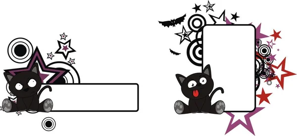 Roztomilý Malý Halloween Kočka Kreslený Kopie Prostor Uprostřed Vektorový Formát — Stockový vektor