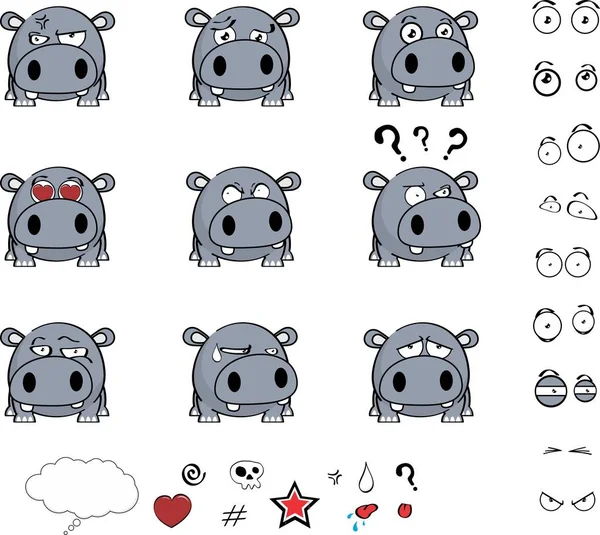 Lindo Poco Hipopótamo Expresiones Bola Conjunto Formato Vectorial Muy Fácil — Archivo Imágenes Vectoriales