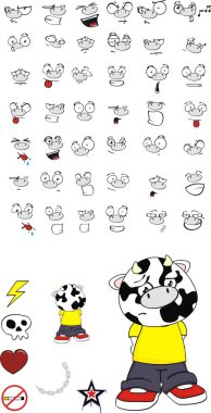 komik çocuk inek ifadeler kümesi vektör formatında düzenlemek çok kolay karikatür