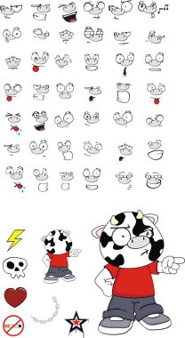 komik çocuk inek ifadeler kümesi vektör formatında düzenlemek çok kolay karikatür