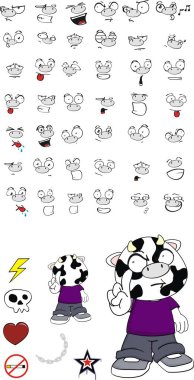 komik çocuk inek ifadeler kümesi vektör formatında düzenlemek çok kolay karikatür