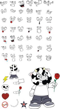 komik çocuk inek ifadeler kümesi vektör formatında düzenlemek çok kolay karikatür