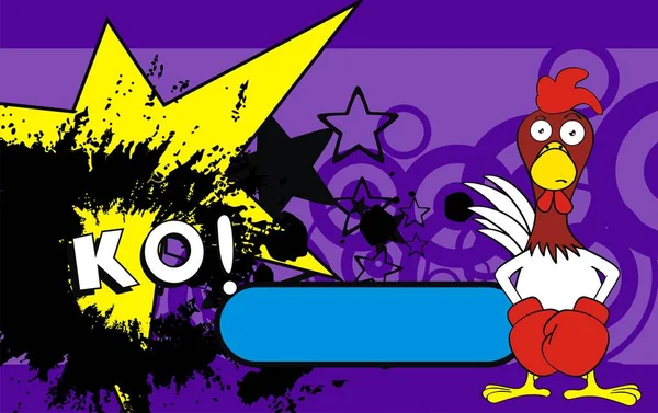Funny Chicken Boxer Cartoon Background Vector Format Very Easy Edit — Stock Vector
