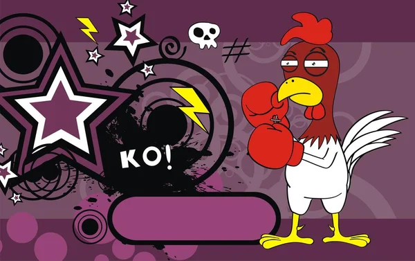 Funny Chicken Boxer Cartoon Background Vector Format Very Easy Edit — Stock Vector