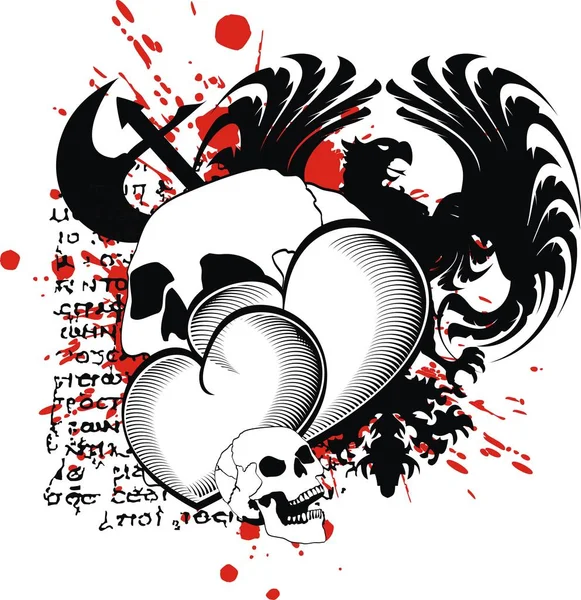 Black White Heraldic Heart Tattoo Vectro Format Very Easy Edit — Stock Vector