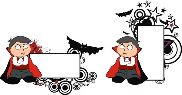 Engraçado Criança Dracula Traje Cartoon Espaço Cópia Formato Vetorial Muito — Vetor de Stock