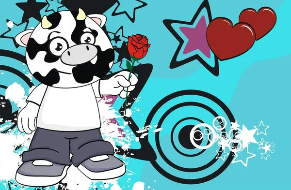 Fondo Expresión Dibujos Animados Vaca Joven Formato Vectro Muy Fácil — Vector de stock