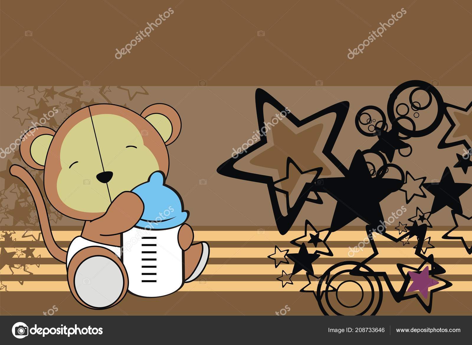 Mignon Bebe Singe Fond Dessin Anime Format Vectoriel Image Vectorielle Par Hayashix23 C Illustration