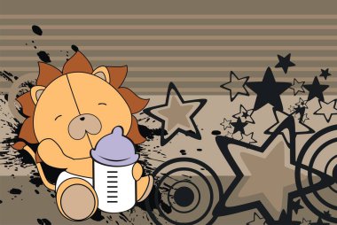 şirin bebek aslan arka plan vektör formatında karikatür