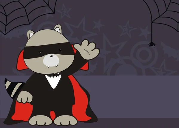 万圣节浣熊吸血鬼的服装背景 Vectro — 图库矢量图片