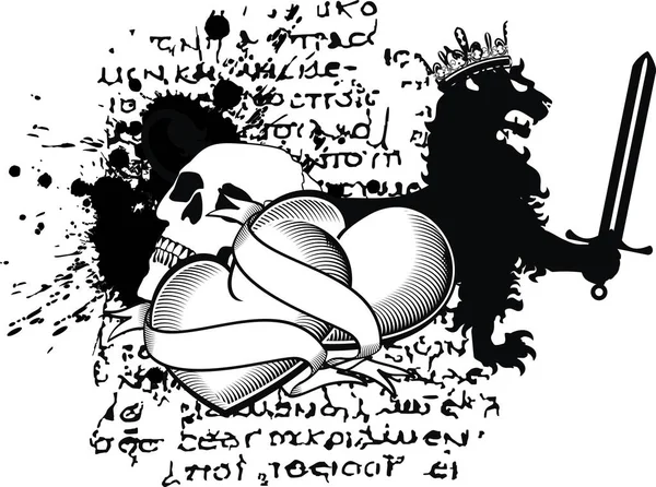 Геральдичне Татуювання Емблеми Серця Векторному Форматі Дуже Легко Редагувати — стоковий вектор