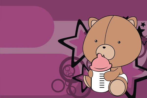 Mignon Bébé Ours Peluche Fond Dessin Animé Format Vectoriel — Image vectorielle