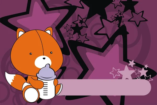 Schattige Baby Fox Cartoon Achtergrond Vector Formaat — Stockvector