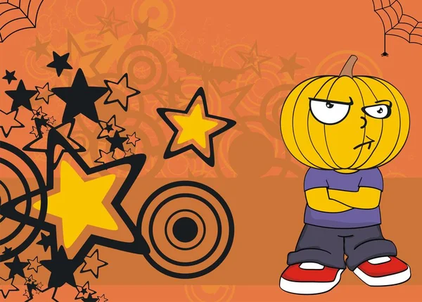 Komik Kabak Çocuk Çizgi Film Halloween Arka Plan Vektör Formatında — Stok Vektör