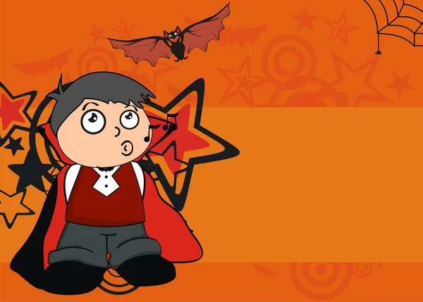 Petit Enfant Dracula Costume Dessin Animé Halloween Fond Format Vectoriel — Image vectorielle