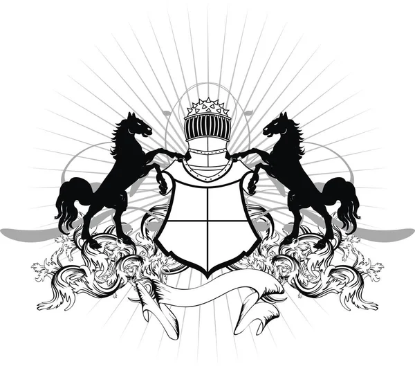 紋章の馬の紋章付き外衣の紋章はホリデージャック形式を編集する非常に簡単にタトゥーします — ストックベクタ