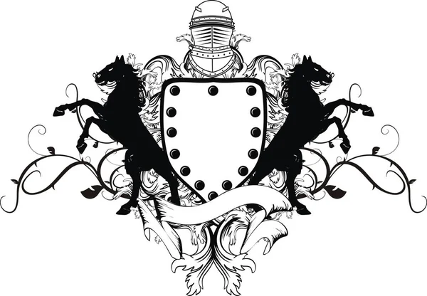 Escudo Caballo Heráldico Escudo Armas Tatuaje Formato Vectro Muy Fácil — Archivo Imágenes Vectoriales