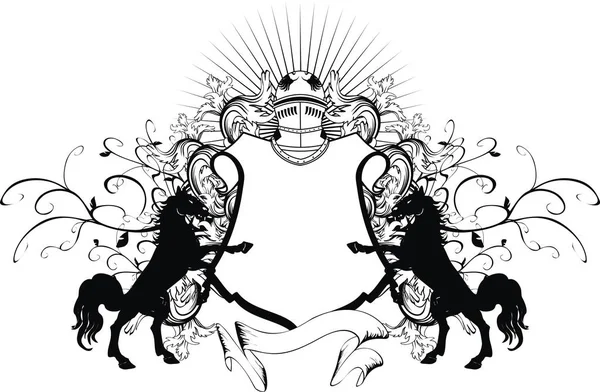 Heraldický Koně Znak Erb Tetování Vectro Formátu Velmi Snadné Úpravy — Stockový vektor