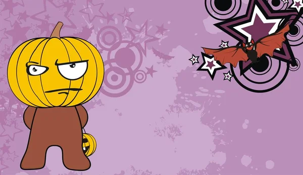 Carino Piccolo Pumkin Bambino Cartone Animato Halloween Sfondo Formato Vettoriale — Vettoriale Stock