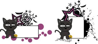 kara kedi çizgi film halloween kopya alanı vektör formatında