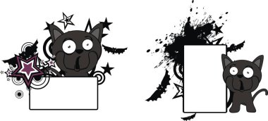kara kedi çizgi film halloween kopya alanı vektör formatında