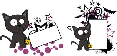 kara kedi çizgi film halloween kopya alanı vektör formatında