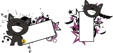 kara kedi çizgi film halloween kopya alanı vektör formatında