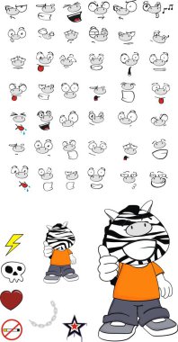 komik zebra çocuk çizgi film ifadeleri küme vektör biçiminde