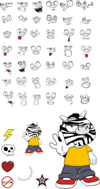 komik zebra çocuk çizgi film ifadeleri küme vektör biçiminde