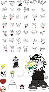 komik zebra çocuk çizgi film ifadeleri küme vektör biçiminde