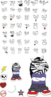 komik zebra çocuk çizgi film ifadeleri küme vektör biçiminde