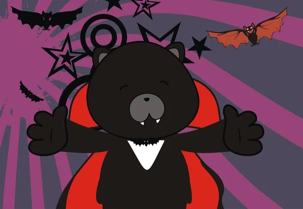 Süßer Panther Dracula Kostüm Cartoon Halloween Hintergrund Vektorformat — Stockvektor