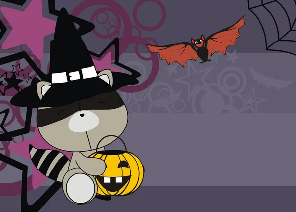 Söt Tvättbjörn Tecknad Halloweenkostym Backgroundin Vektorformat — Stock vektor