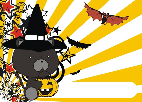Carino Pantera Cartone Animato Halloween Costume Sfondoin Formato Vettoriale — Vettoriale Stock