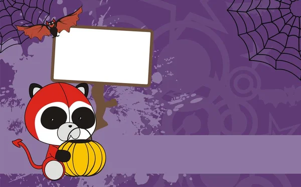 Sevimli Panda Ayısı Karikatür Kılık Halloween Kostüm Arka Plan Vektör — Stok Vektör