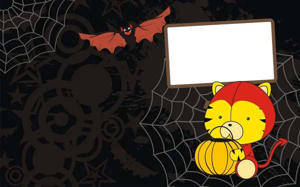 Sevimli Kaplan Karikatür Kılık Halloween Kostüm Arka Plan Vektör Formatında — Stok Vektör