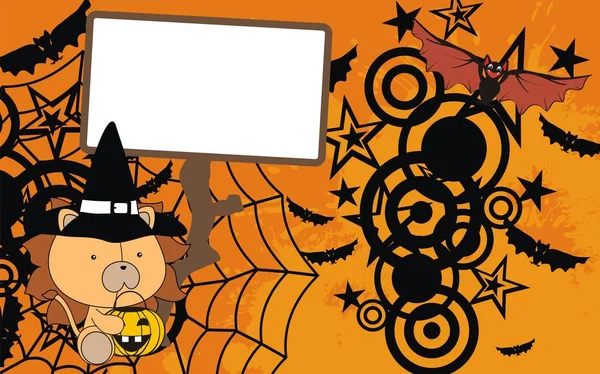 Sevimli Aslan Karikatür Kılık Halloween Kostüm Arka Plan Vektör Formatında — Stok Vektör