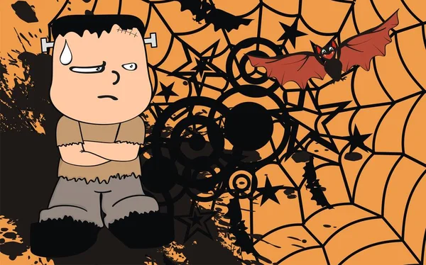 Frankenstein Cartoon Halloween Hintergrund Vektorformat Sehr Einfach Bearbeiten — Stockvektor