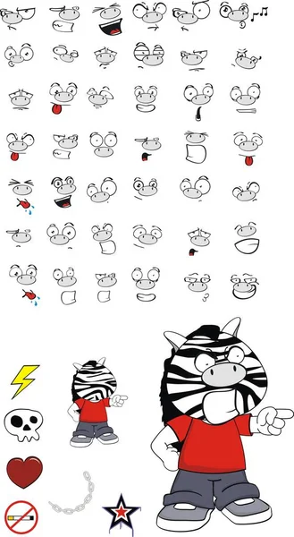Drôles Expressions Dessins Animés Pour Enfants Zèbres Format Vectoriel — Image vectorielle