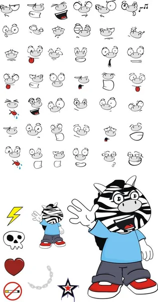 komik zebra çocuk çizgi film ifadeleri küme vektör biçiminde