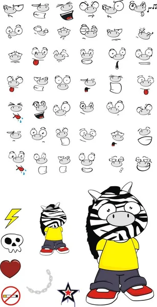 komik zebra çocuk çizgi film ifadeleri küme vektör biçiminde