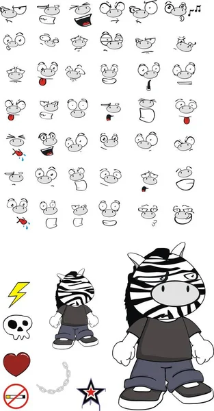 komik zebra çocuk çizgi film ifadeleri küme vektör biçiminde