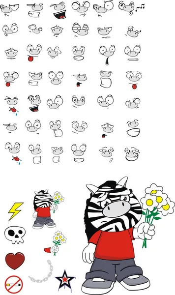 Drôles Expressions Dessins Animés Pour Enfants Zèbres Format Vectoriel — Image vectorielle