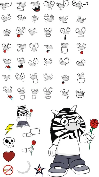 komik zebra çocuk çizgi film ifadeleri küme vektör biçiminde